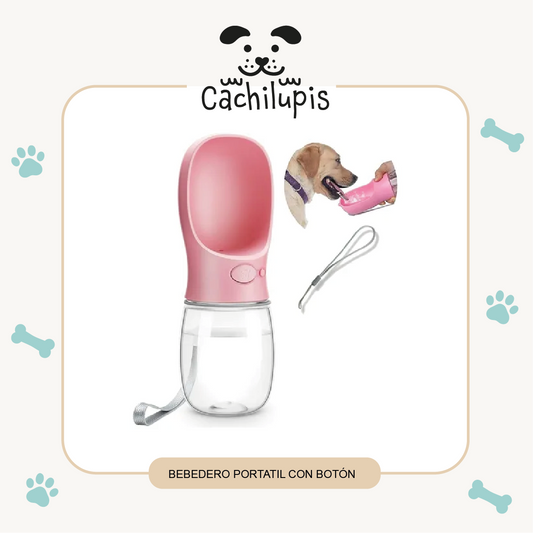 BEBEDERO PORTATIL PARA MASCOTA CON BOTON